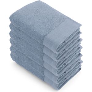 6x Walra Soft Cotton Handdoek 60 x 110 cm Blue