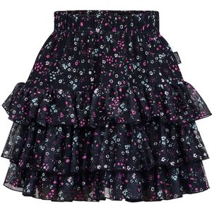 Retour - Lara - Rok - Zwart - Korte Lengte - Gebloemd