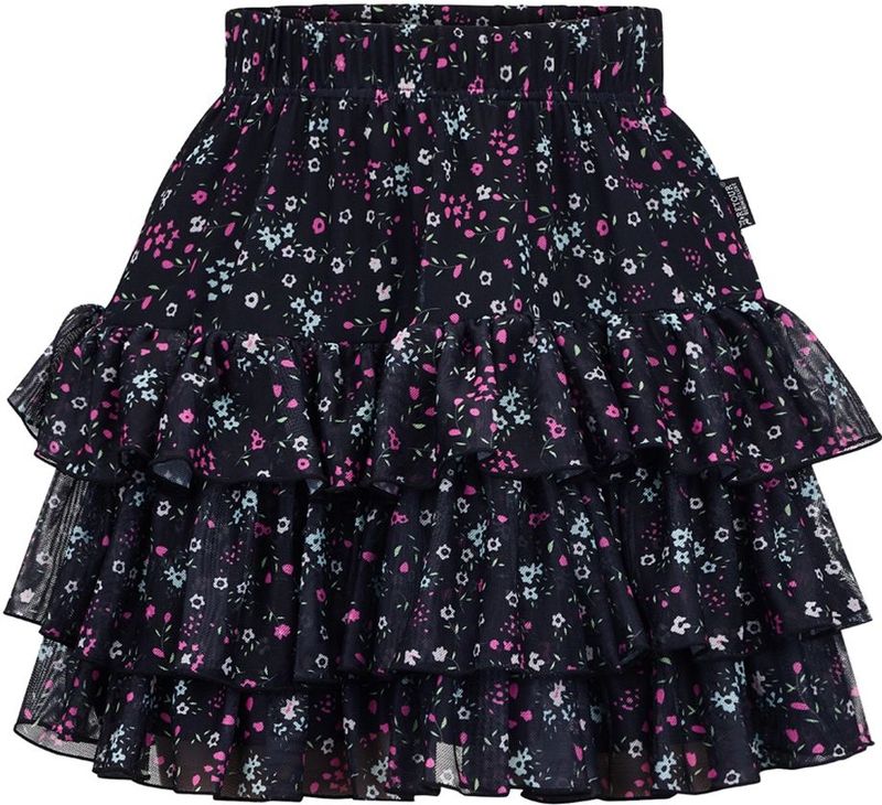 Retour - Lara - Rok - Zwart - Korte Lengte - Gebloemd