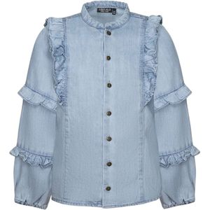 Like Flo - Carlijn - Blouse - Lt denim - Chambray met Ruffel