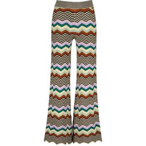 Vingino Gestreepte High Waist Flared Broek Sanya Beige/Multicolor