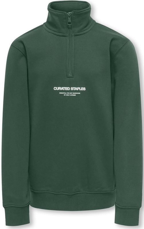 Only & Sons - Sweatshirt - Donkergroen - Met Halve Rits