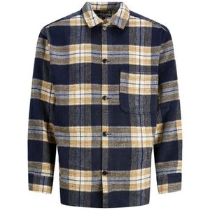 JACK & JONES JUNIOR Geruite Overshirt JORZAC Donkerblauw/Beige