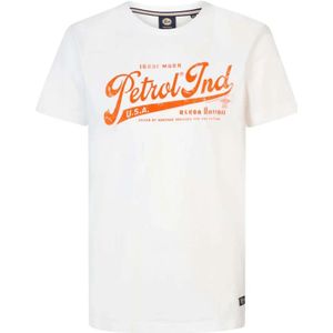 Petrol Industries T-shirt met Logo Wit/Oranje