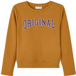 NAME IT KIDS Sweater NKFOCALIA met Tekst Goudgeel