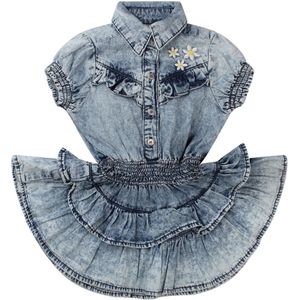 Bakkaboe meisjes jurk - Bleached denim