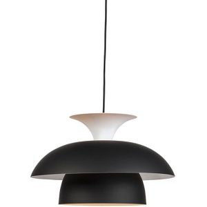 QAZQA Moderne ronde hanglamp zwart met wit 3-laags - Titus