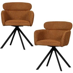 WOOOD Fenne Draaibare Eetkamerstoelen - Polyester - Ginger - Set van 2