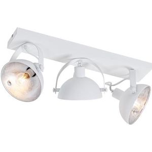 QAZQA Industriële plafondlamp wit met zilver 3-lichts verstelbaar -