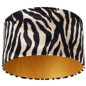 QAZQA cilinder velours - Klassieke Lampenkap - Ø 35 cm - Zebra print -