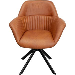 Calvin Kare Design - Draaistoel - Leren - Zwart - Stalen Onderstel