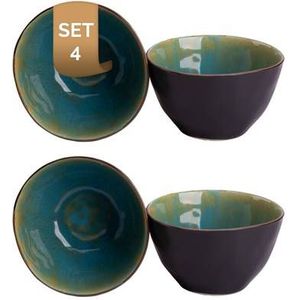 Palmer Schaal Lotus 15 cm 1 l Turquoise Stoneware 4 stuks