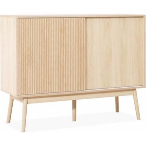sweeek - Walnoothouten opbergkast, linear, l 115 x b 39,5 x h 90cm