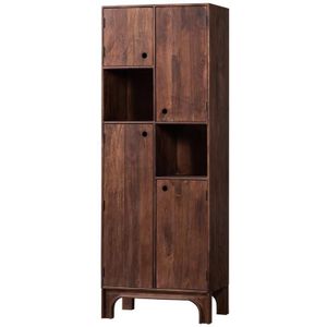 WOOOD opbergkast Staes - Mango Hout - Walnoot - 210x75x45 cm