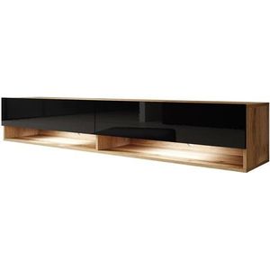 Meubella TV-Meubel Asino LED - Zwart - Eiken - 180 cm