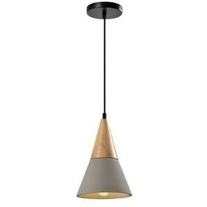 QUVIO Hanglamp langwerpig beton met hout grijs - QUV5141L-GREY