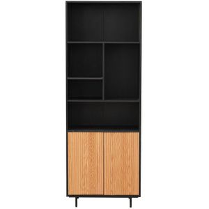 Bronx71 Wandkast Bradley zwart|blank eiken 80x220 cm
