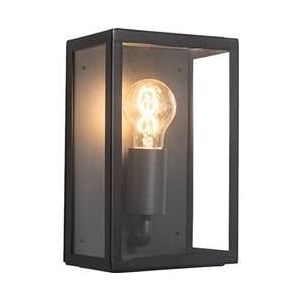 QAZQA Industriële buiten wandlamp zwart met glas 25,5 cm IP44 -