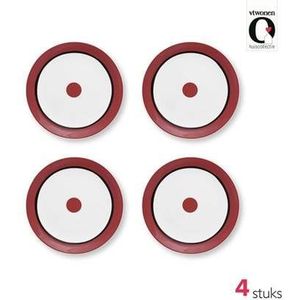 vtwonen Circles Ontbijtborden - Borden - 20cm - Rood - Set van 4