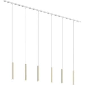 QAZQA Modern railsysteem met 6 hanglampen beige met wit 1-fase -