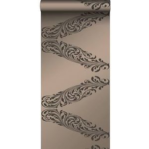 Origin Wallcoverings behang ornamenten glanzend brons en bruin - 53 cm