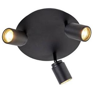 QAZQA ducha - Moderne Plafondlamp voor badkamer - 3 lichts - Ø 250 mm - Zwart -