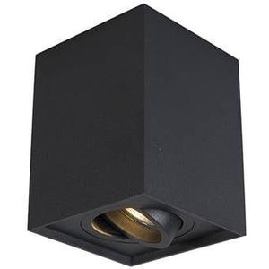 QAZQA Quadro - Moderne Plafondspot - Spotje - Opbouwspot - 1 Lichts - L 96 Mm - Zwart