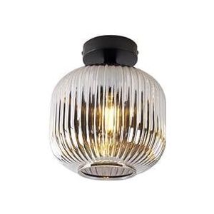 QAZQA karel - Art Deco Plafondlamp - 1 lichts - Ø 200 mm - Zwart - Woonkamer | Slaapkamer | Keuken