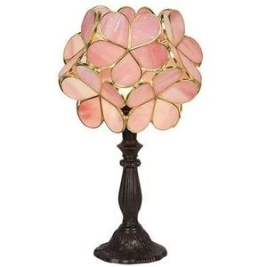 Clayre & Eef Tiffany Tafellamp 43 cm Roze Glas Bloemen Tiffany