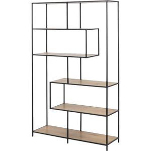 Lisomme Vic Industriële Houten Boekenkast - B 114 cm - Zwart
