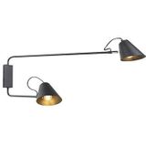 QAZQA lune wl - Retro LED Smart Wandlamp incl. wifi voor binnen - 2 lichts - L 90 cm - Zwart - Woonkamers-sSlaapkamer