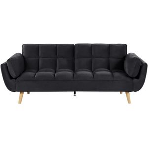 Beliani - ASBY - Slaapbank - Zwart - Fluweel