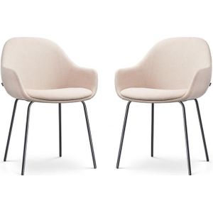 Nolon Nora-Mae Eetkamerstoelen Set van 2 - Beige - Zwarte Poten