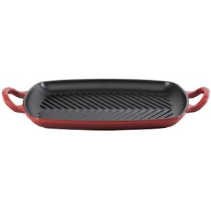 Le Creuset - Grillplaat - Kersenrood - Rechthoekig - Emaille