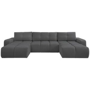 by fonQ Charme U-bank met Slaapfunctie - Chenille - Antraciet