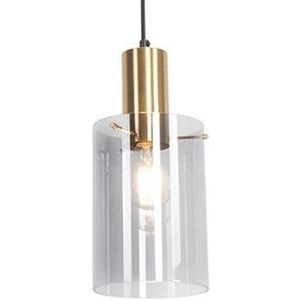 QAZQA Vintage hanglamp messing met smoke glas - Vidra