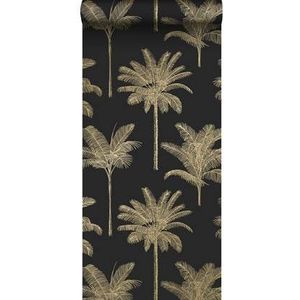 ESTAhome behang palmbomen zwart en goud - 0,53 x 10,05 m - 139322