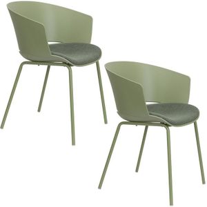 Housecraft Jessica Eetkamerstoelen armleuning Groen - Set van 4