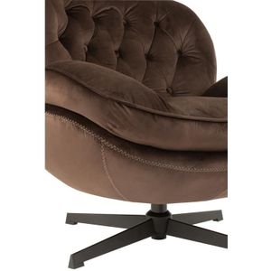 J-Line zetel Relax + voetbank - metaal|textiel - donkerbruin