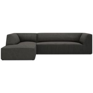 Windsor & Co Sao Hoekbank met Chaise Longue Links - 4-zits - Ribstof - Donkergrijs