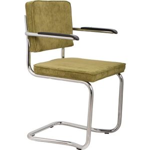 Zuiver Ridge Rib Kink Eetkamerstoelen leuning Groen - Set van 2