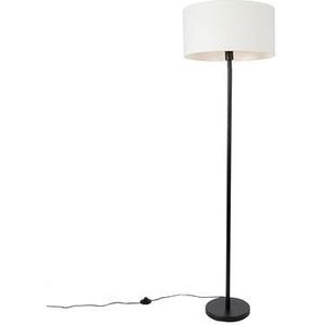 QAZQA Vloerlamp zwart met kap wit 50 cm - Simplo