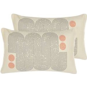 TIARELLA - Sierkussen set van 2 - Beige - 30 x 50 cm - Polyester