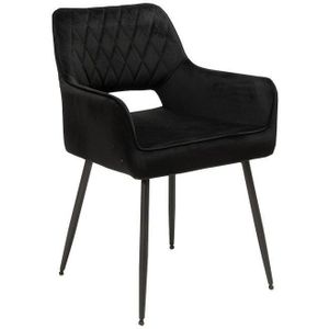 Bronx71 Velvet eetkamerstoel Mika zwart - Eetkamerstoelen set van 4