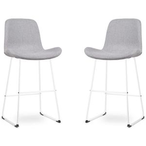 Nolon Nino-Fé Barkrukken Set van 2 - Lichtgrijs - Wit - 75 cm