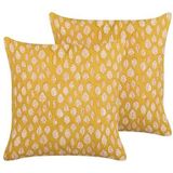 GINNALA - Sierkussen set van 2 - Geel - 45 x 45 cm - Katoen