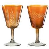 J-Line Voet Verticaal Hal glas - drinkglas - oranje - 2 stuks - woonaccessoires