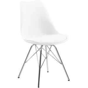 Giga Living - Eetkamerstoel - Wit - Pu Leer - Zithoogte 49cm - Tiel - Set van 4