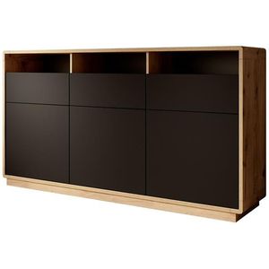 Meubella - Dressoir Acuna - Mat zwart - Eiken - 180 cm