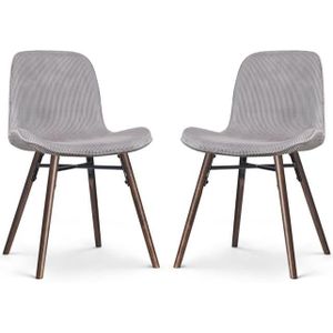 Nolon Nena-Fé Eetkamerstoelen Set van 2 - Rib Warm Grijs - Walnoot